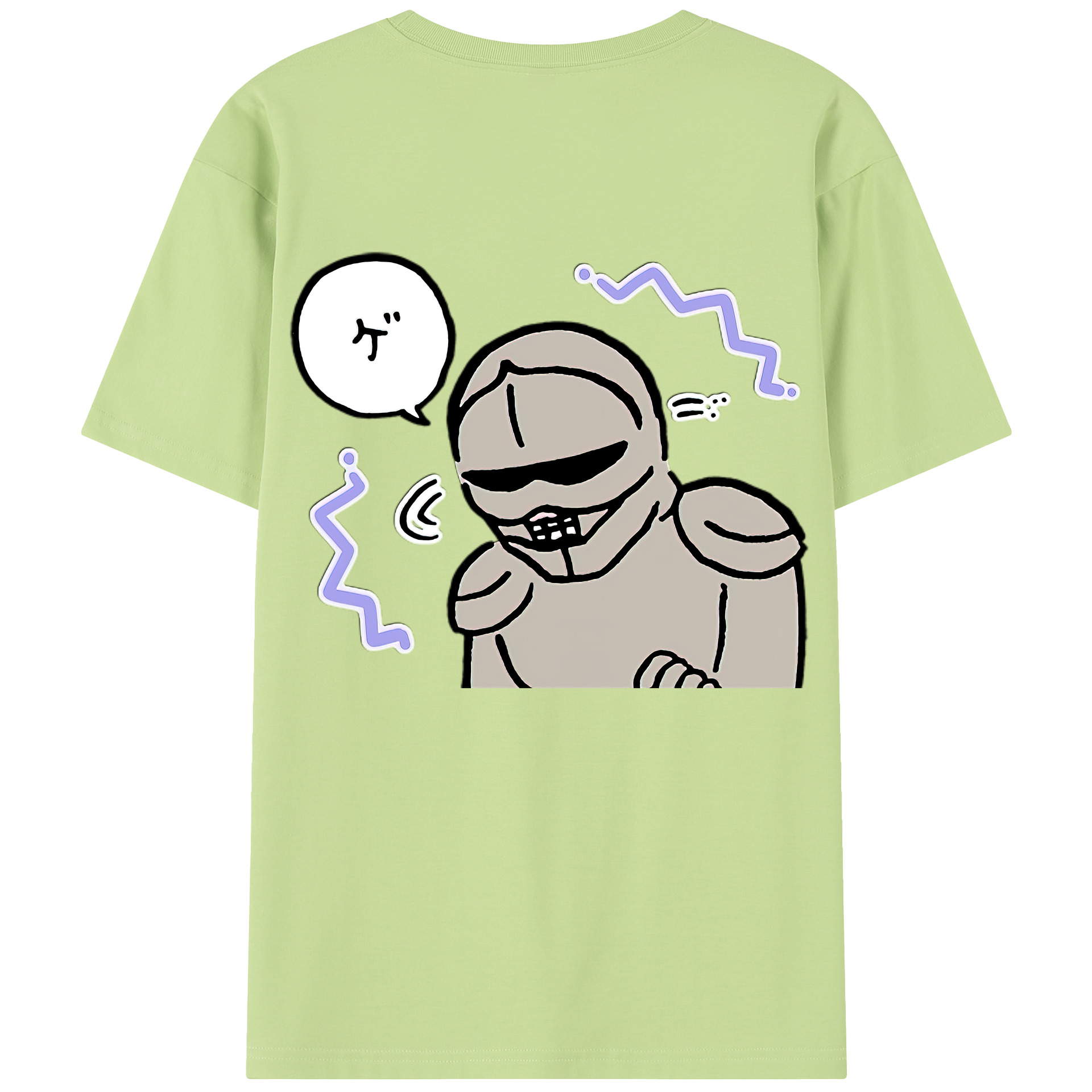 （画像用） ちいかわ 労働の鎧さん Chii-kawa Mr. Armor of Labor 綿100％半袖Tシャツ（背面プリント）